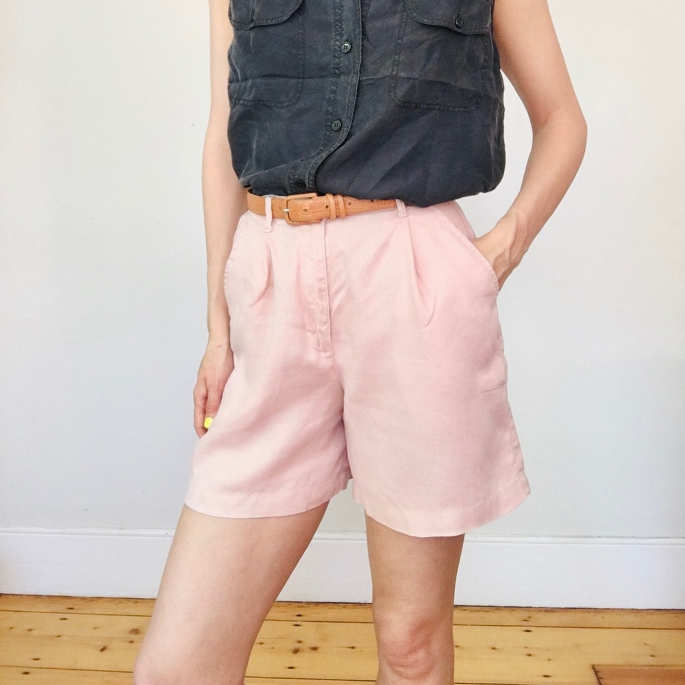 Vintage faded pink linen shorts